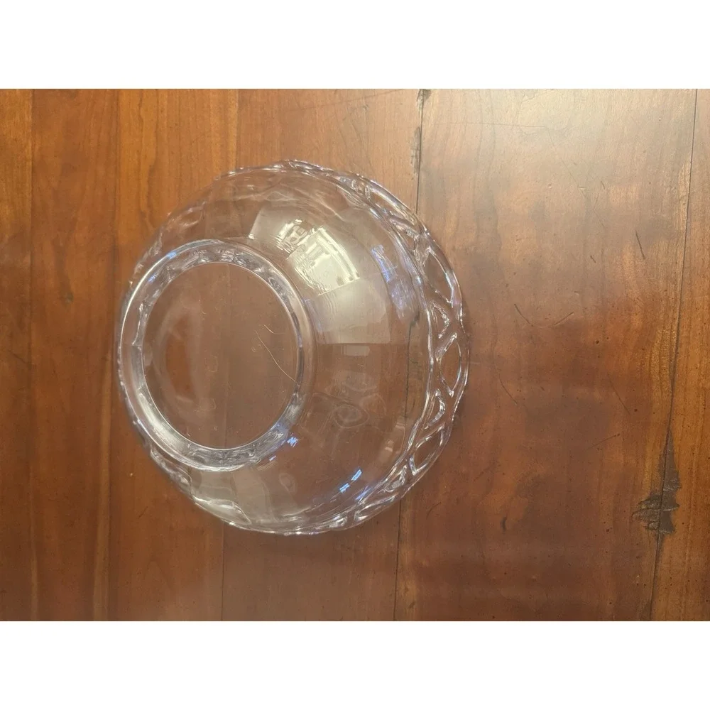 Vintage Clear Imperial Glass Bowl Crocheted Crystal‎ Open Lace Rim Edge